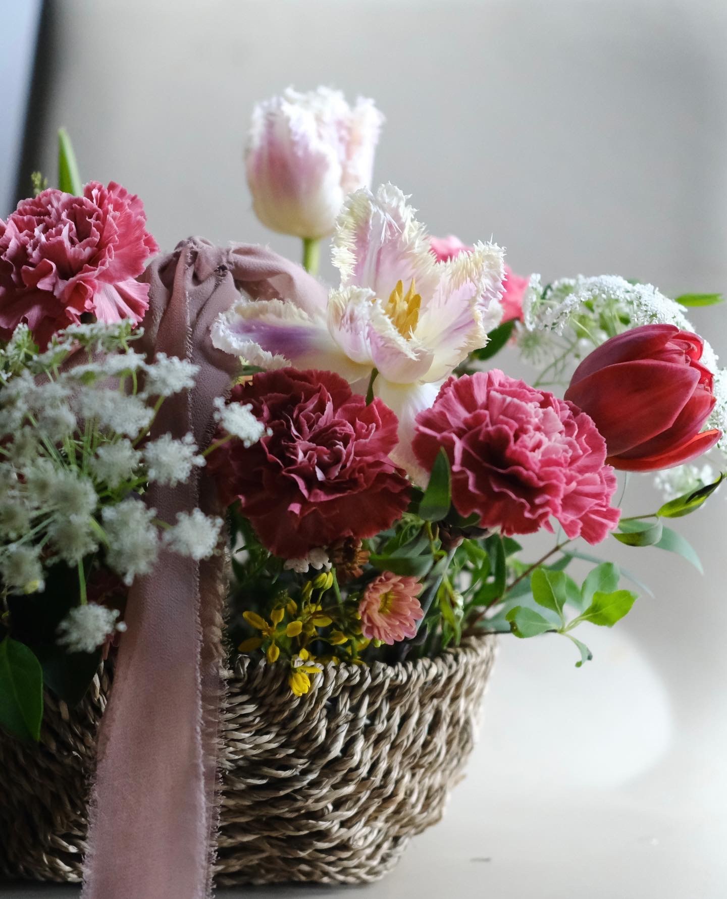 Carnation & tulip basket