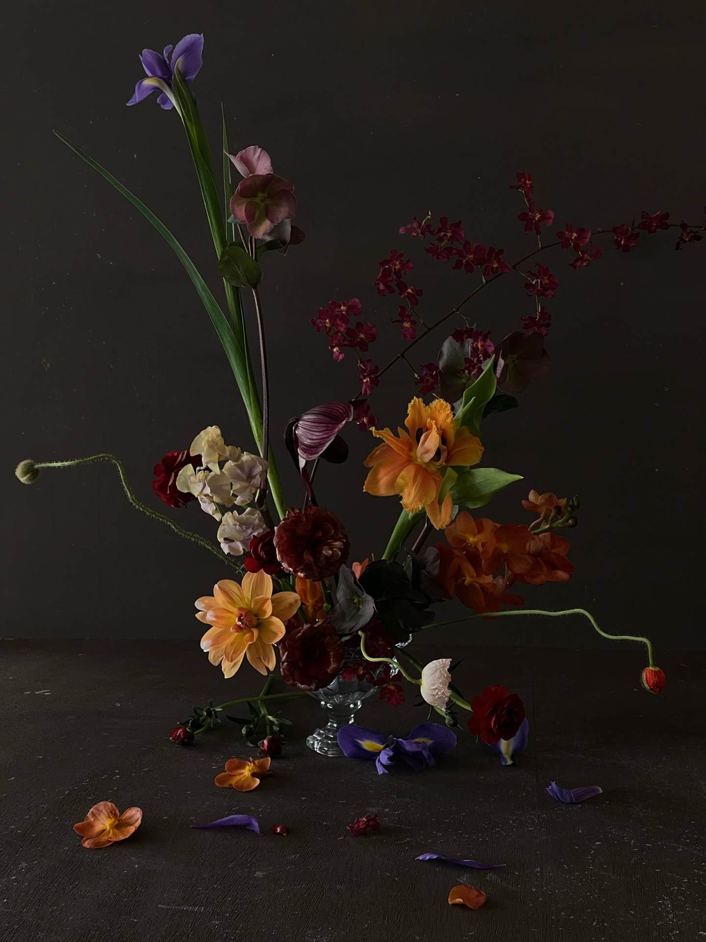 Dark artistic arrangement